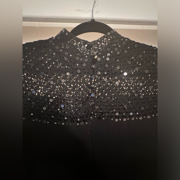 ST JOHN Evening Black Sheath Dress Size 8 Embellished Sequin Mock Neck - Picture 14 of 14